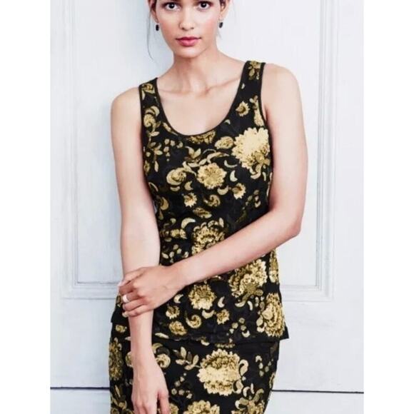 Garnet Hill Embellished Embroidered Black Gold Knit Sequined Tank Top &Skirt Set - Picture 1 of 11